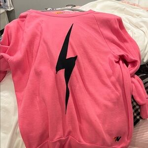 Aviator Nation Pink Sweatshirt with Black Lightning